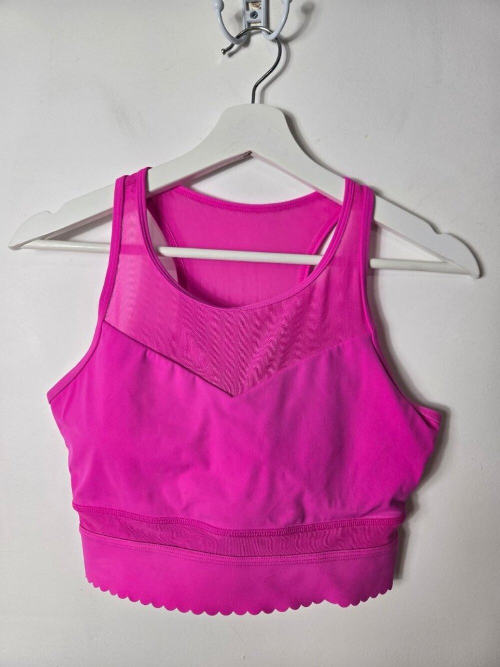 Zyia Active All Star Mesh Scalloped Long Line Pink Sports Bra Size S